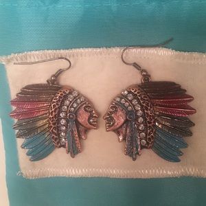 Metal Indian Head earrings